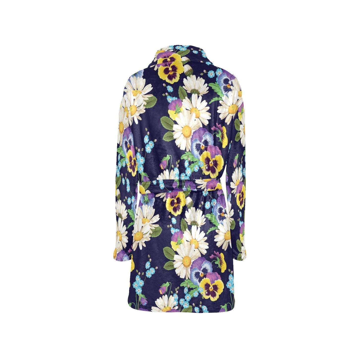 Pansy Pattern Print Design PS03 Women's Fleece Robe