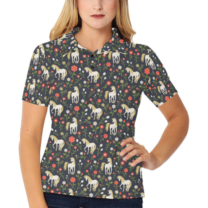 Unicorn Print Design LKS301 Women's Polo Shirt