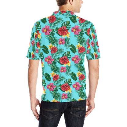 Hibiscus Hawaiian Flower Men Polo Shirt
