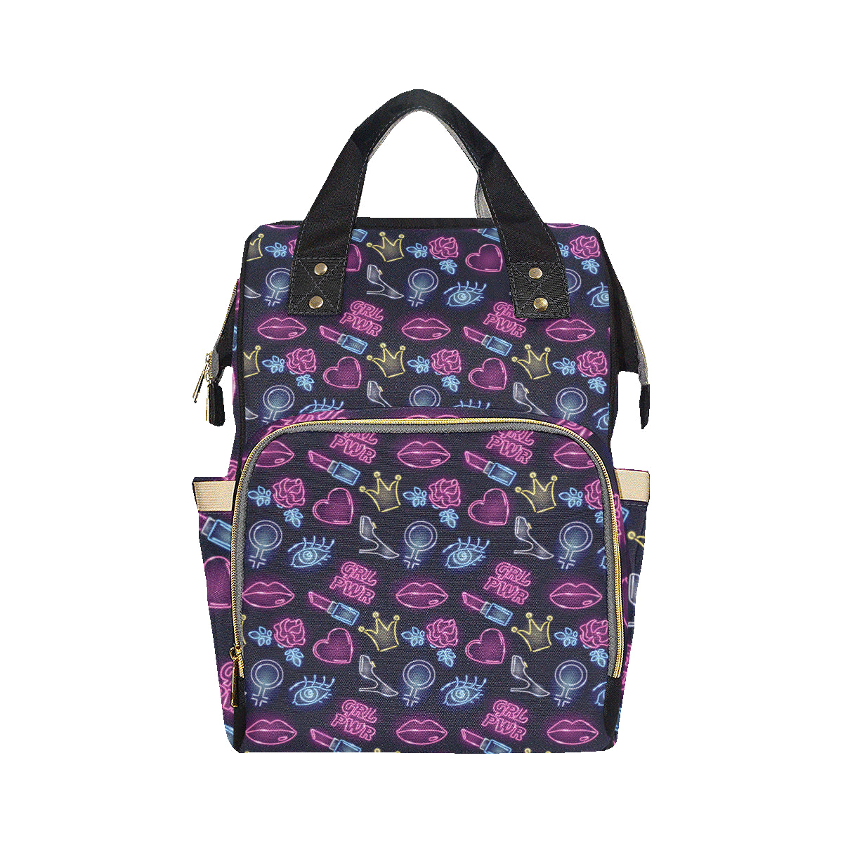 Lipstick Neon Pattern Print Design 02 Diaper Bag Backpack