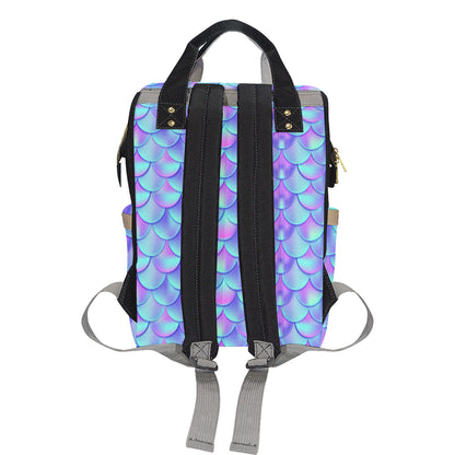 Mermaid Tail Design Print Pattern Diaper Bag Backpack