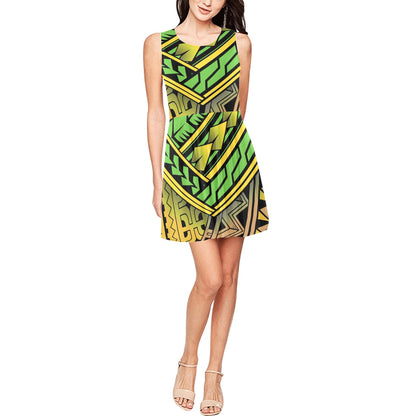 Polynesian Tribal Color Sleeveless Dress