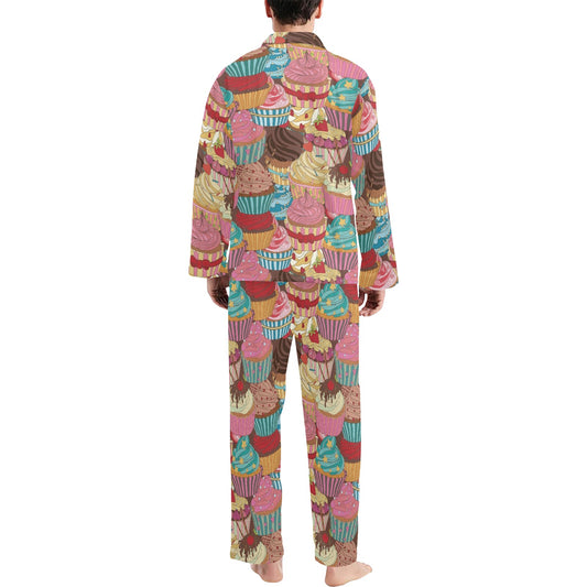 Cupcake Pattern Print Design CP01 Men's Long Pajama Set