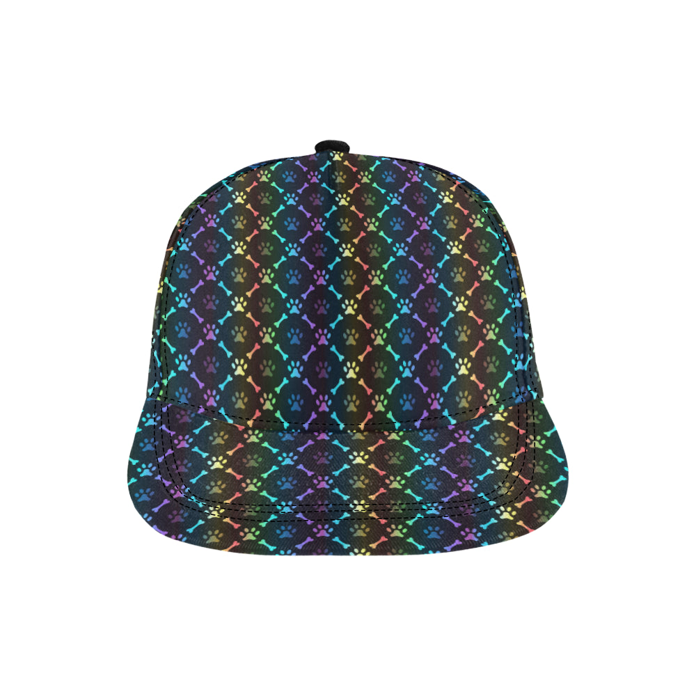 Paw Rainbow Print Snapback Cap