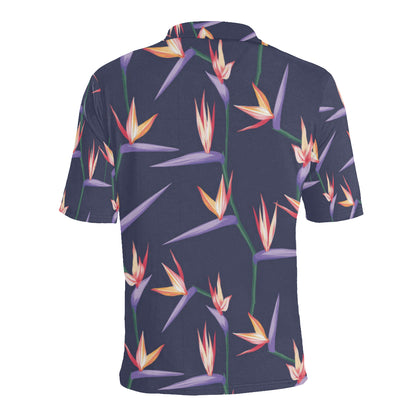 Bird Of Paradise Pattern Print Design BOP015 Men Polo Shirt