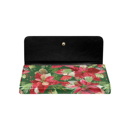 Poinsettia Pattern Print Design POT03 Women's Trifold Wallet