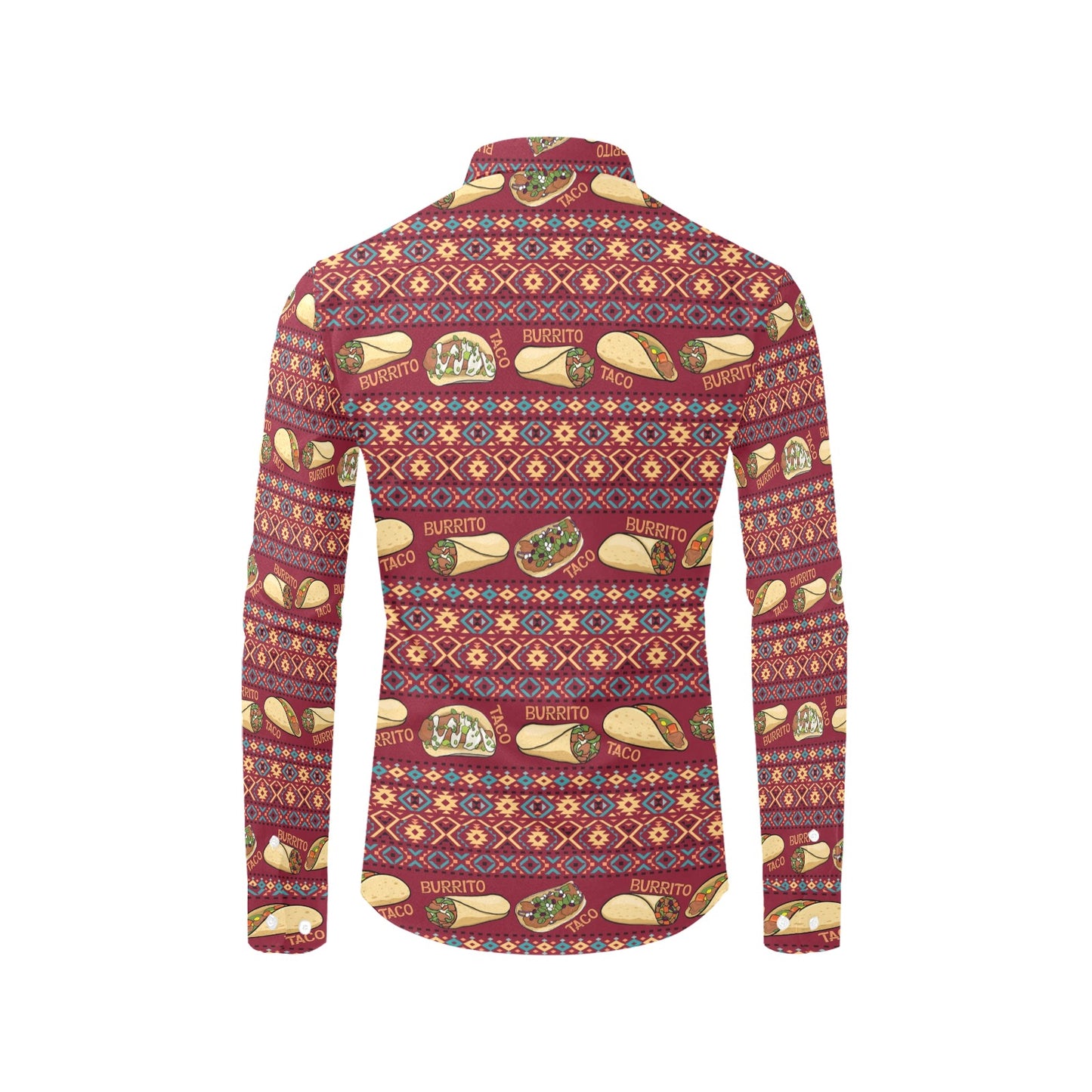 Burrito Taco Print Design LKS302 Men's Long Sleeve Dress Shirt