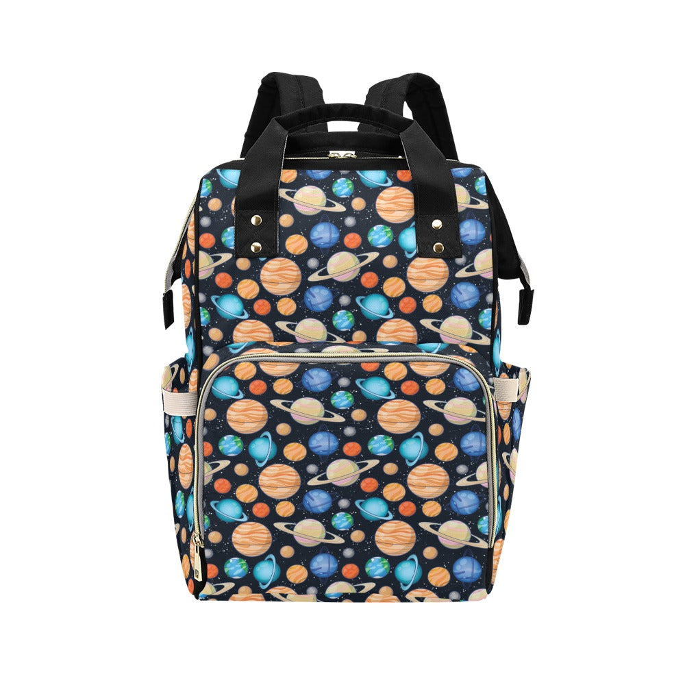 Planet Colorful Print Design LKS301 Diaper Bag Backpack