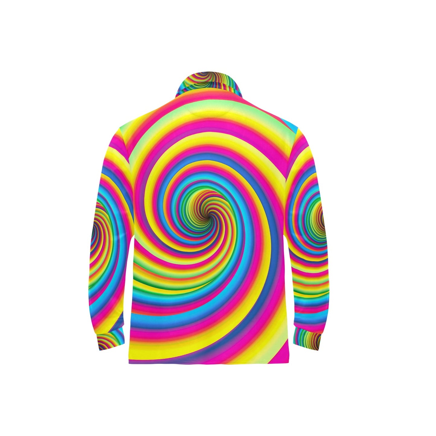 Vortex Twist Swirl Rainbow Design Long Sleeve Polo Shirt For Men's