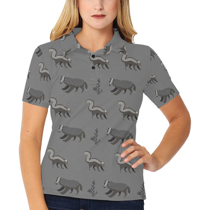 Skunk Print Design LKS301 Women's Polo Shirt