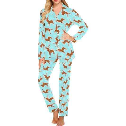 Reindeer Print Design LKS403 Women's Long Pajama Set