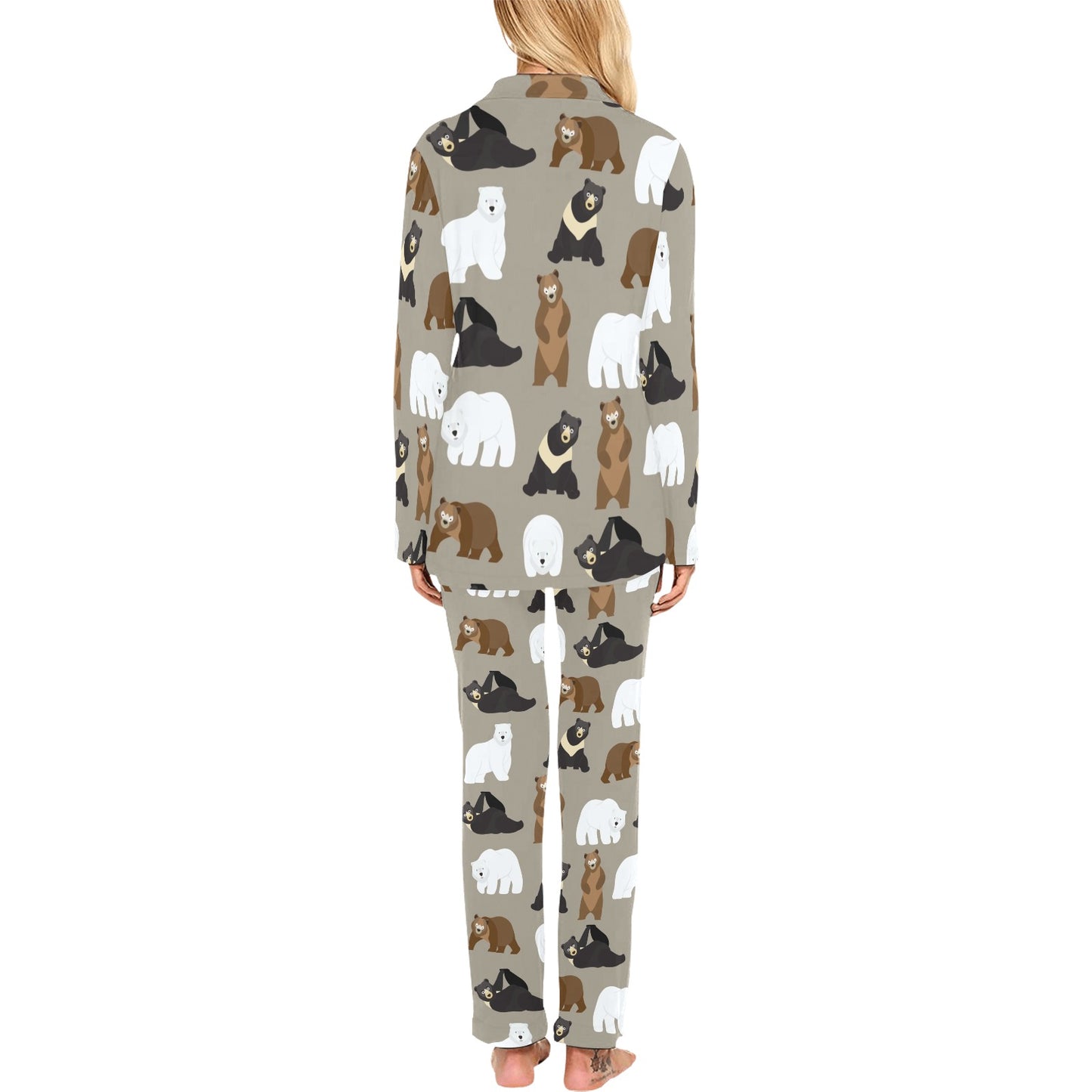 Bear Pattern Print Design BE03 Women's Long Pajama Set