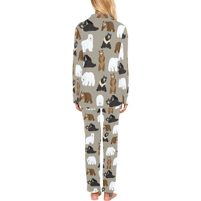 Bear Pattern Print Design BE03 Women's Long Pajama Set