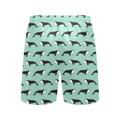 Whale Print Design LKS307 Men's Swim Trunks Beach Shorts