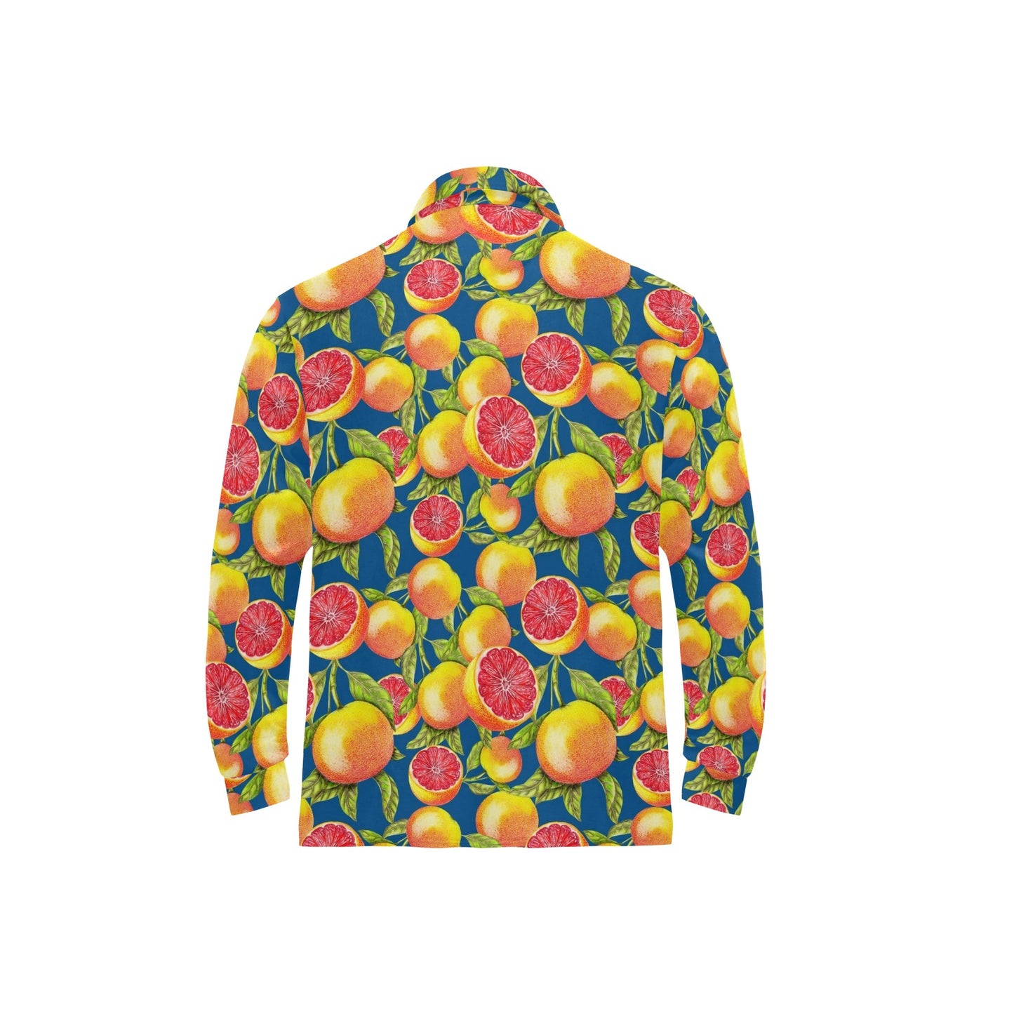 Grapefruit Pattern Print Design GF04 Long Sleeve Polo Shirt For Men's