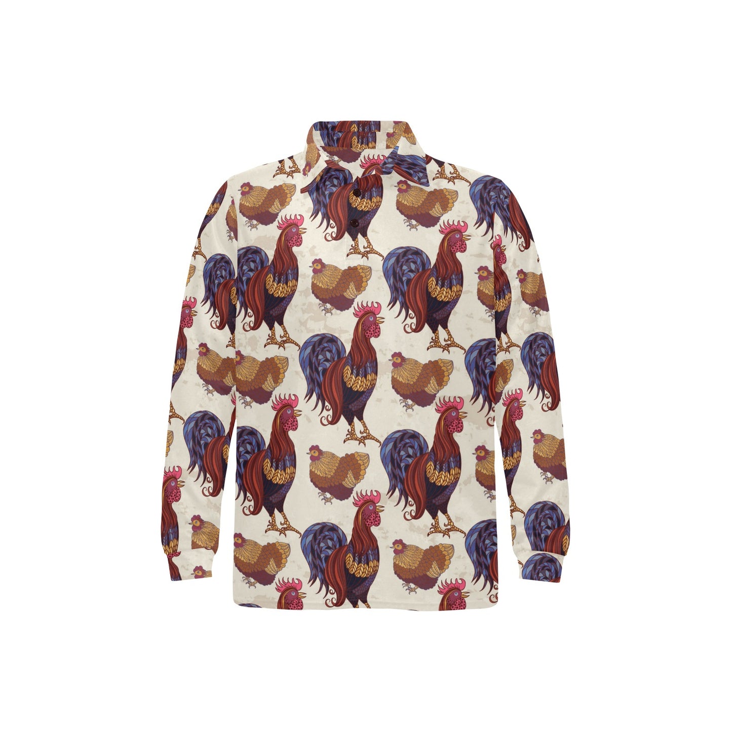 Rooster Pattern Print Design A03 Long Sleeve Polo Shirt For Men's