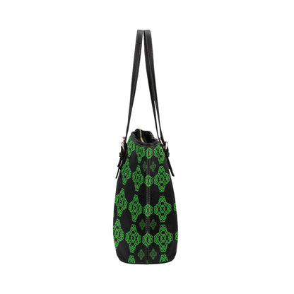 Celtic Knot Green Neon Design Leather Tote Bag