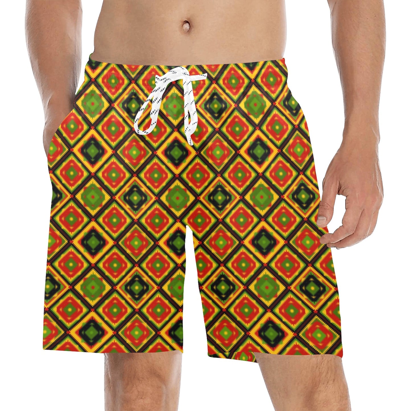 Rasta Reggae Color Pattern Men's Swim Trunks Beach Shorts