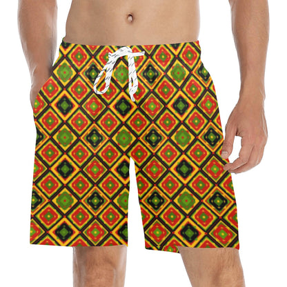 Rasta Reggae Color Pattern Men's Swim Trunks Beach Shorts