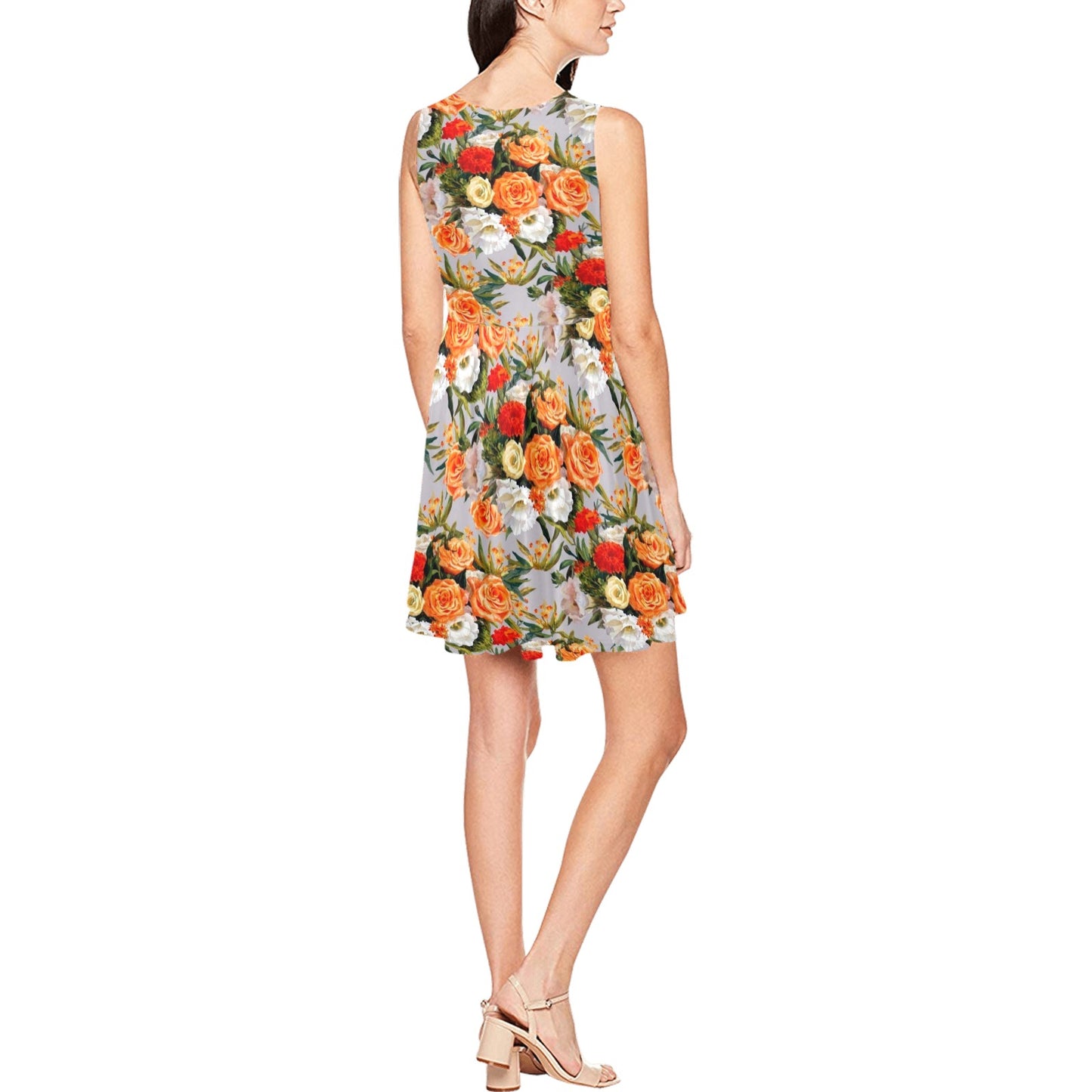 Lisianthus Pattern Print Design LT04 Sleeveless Dress