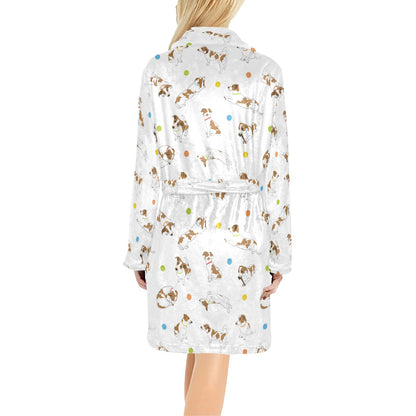 Russell Terriers With Balls Print Design LKS307 Women's Fleece Robe