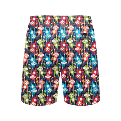 Monkey Colorful Design Themed Print Men's Swim Trunks Beach Shorts