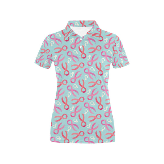 Breast cancer Pattern Print Design 03 Women's Polo Shirt