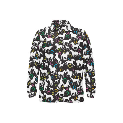 Horse Hoof Colorful Print Design LKS301 Long Sleeve Polo Shirt For Men's