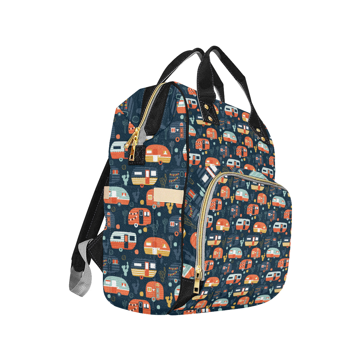 Camper Caravan Print Pattern Diaper Bag Backpack