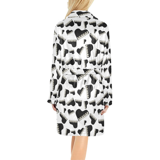 Piano Print Design LKS405 Women's Fleece Robe