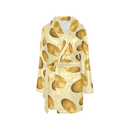 Potato Pattern Print Design A01 Women's Fleece Robe