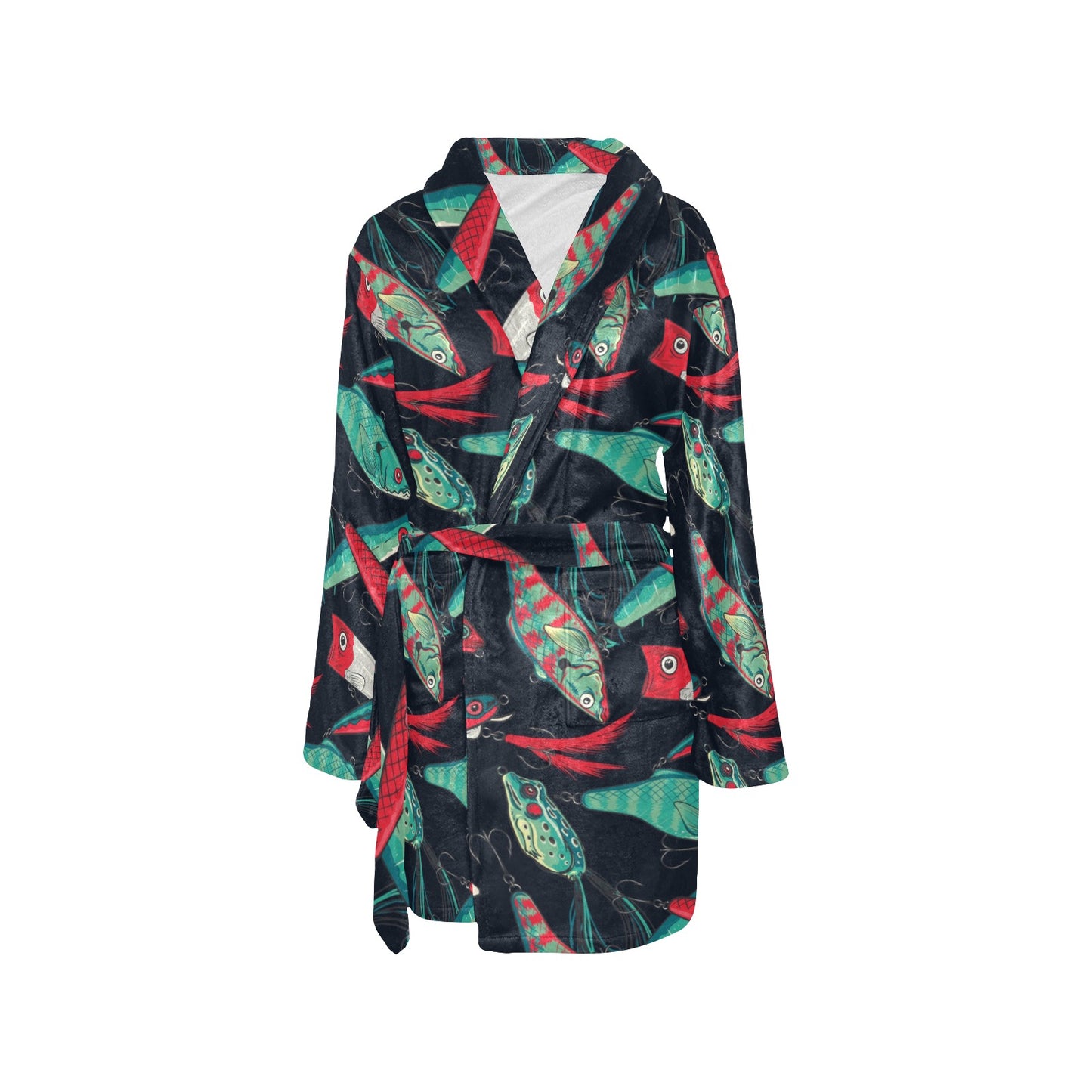 Fishing Bait Pattern Women's Fleece Robe