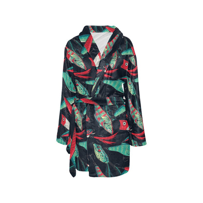 Fishing Bait Pattern Women's Fleece Robe