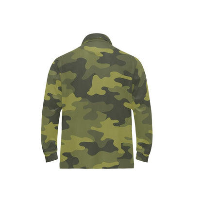 Military Camouflage Pattern Print Design 02 Long Sleeve Polo Shirt For Men's