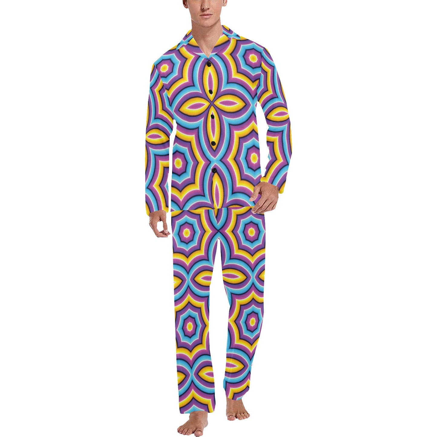Optical illusion Pattern Print Design A03 Men's Long Pajama Set