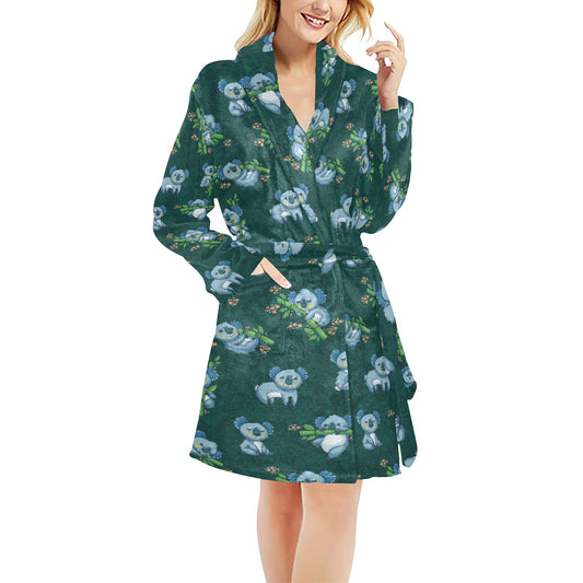 Koala Blue Design Print Women's Fleece Robe