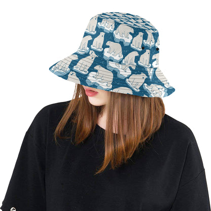 Polar Bear Pattern Print Design PB03 Unisex Bucket Hat