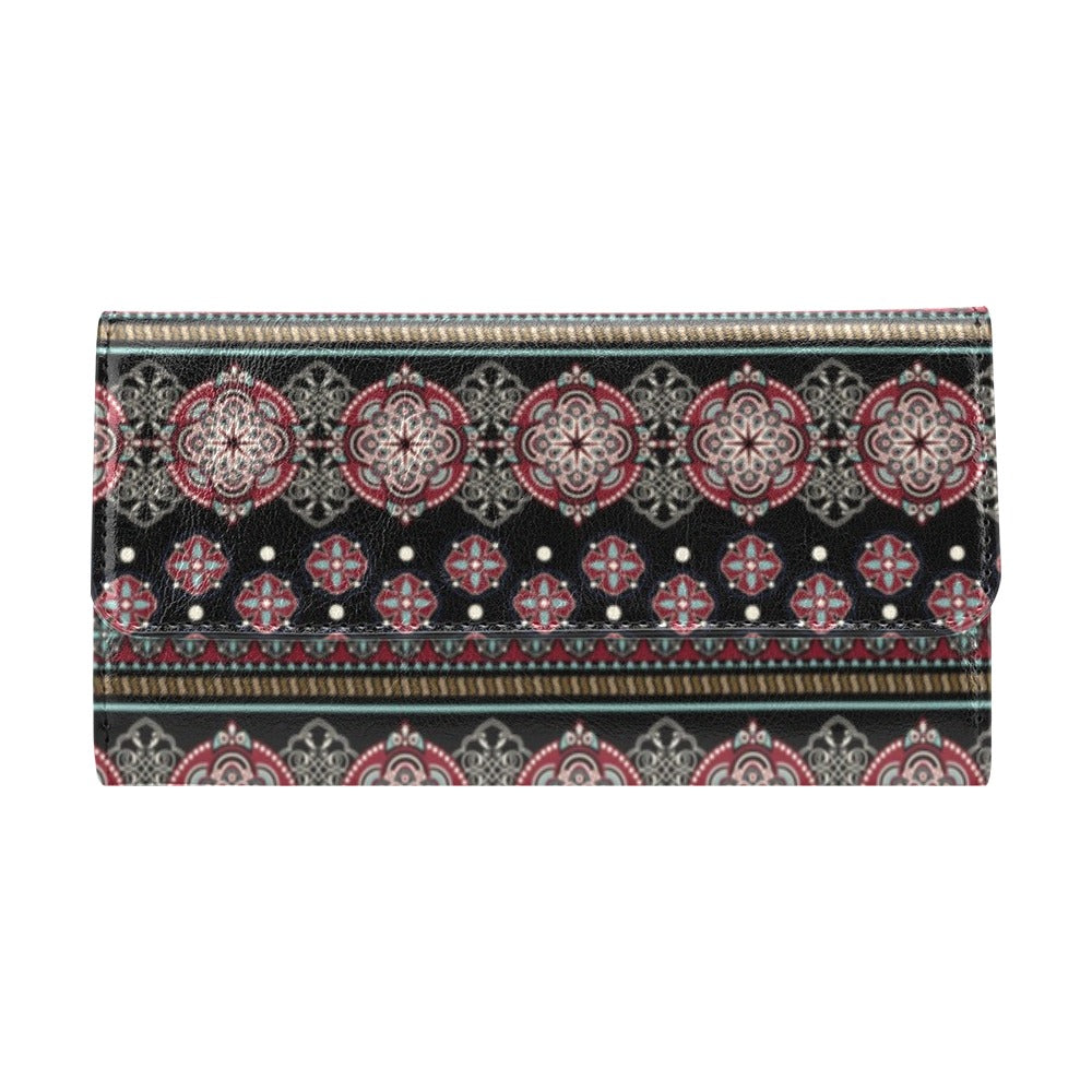 Ethnic Dot Style Print Pattern Women's Trifold Wallet