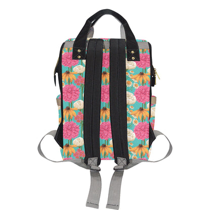 Summer Floral Pattern Print Design SF07 Diaper Bag Backpack