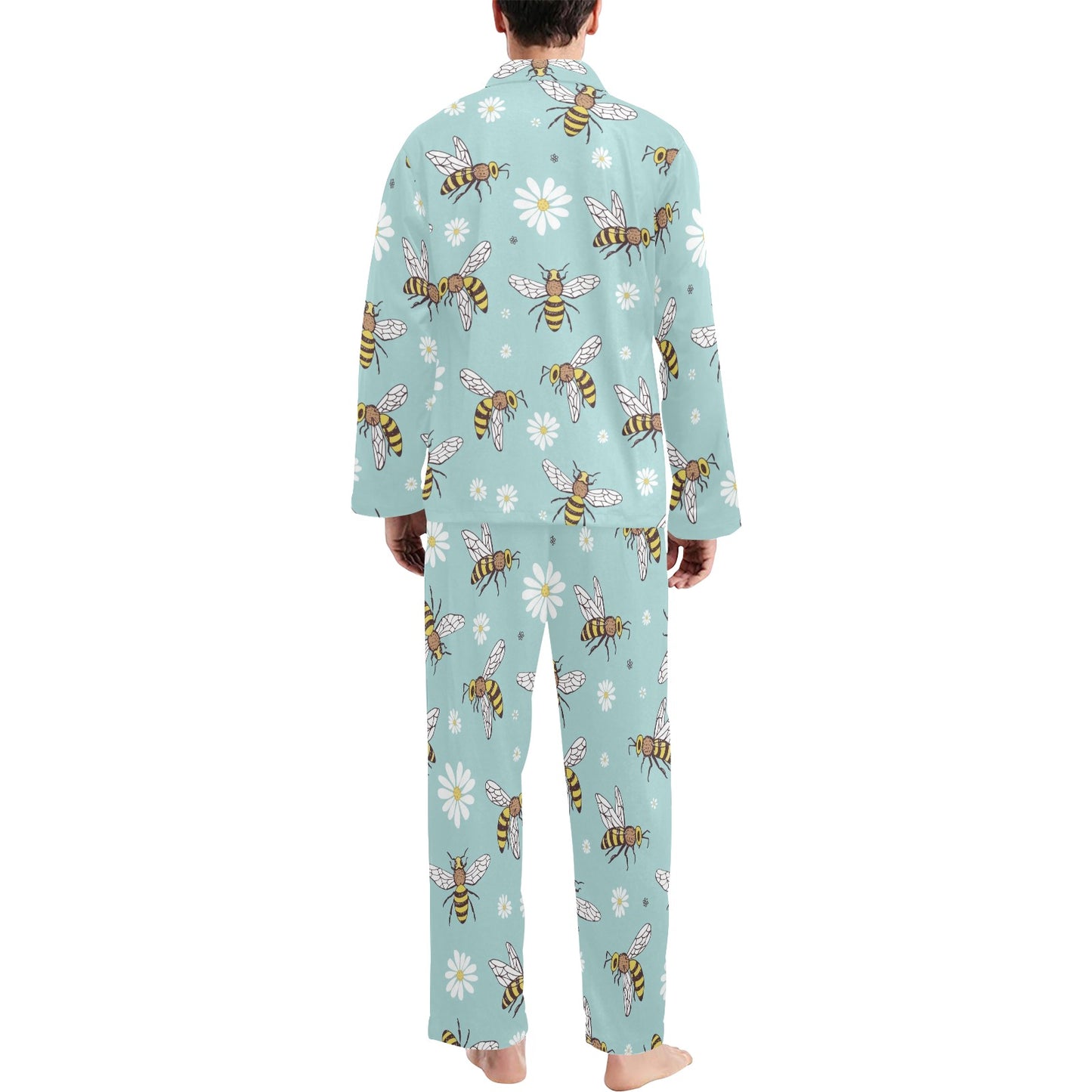 Bee Pattern Print Design BEE010 Men's Long Pajama Set
