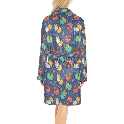 Cupcake Pattern Print Design 02 Women's Fleece Robe