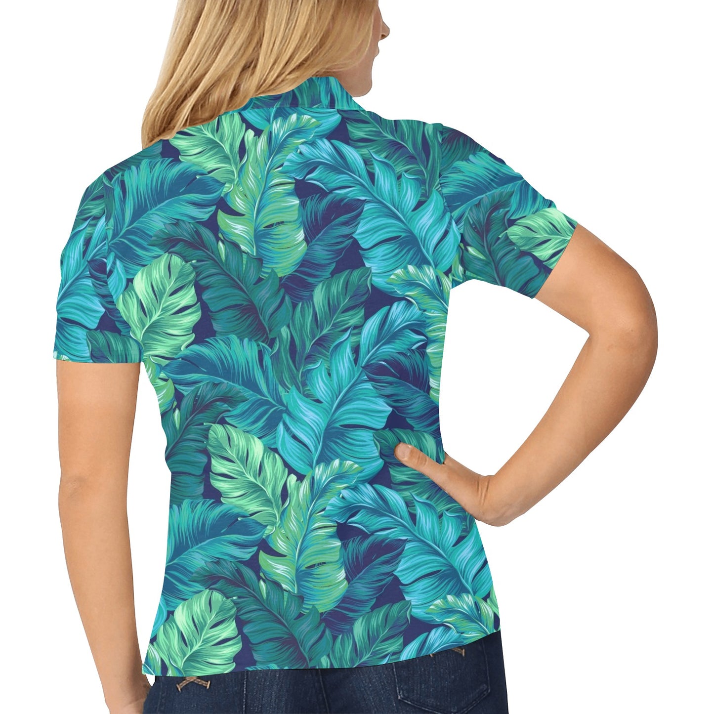 Banana Leaf Pattern Print Design BL05 Women's Polo Shirt