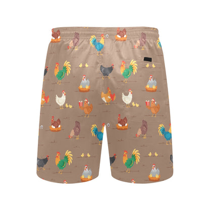 Chicken Happy Print Pattern Men's Swim Trunks Beach Shorts