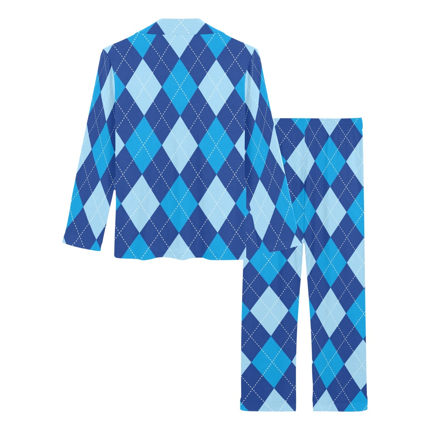 Argyle Blue Pattern Print Design 02 Women's Long Pajama Set