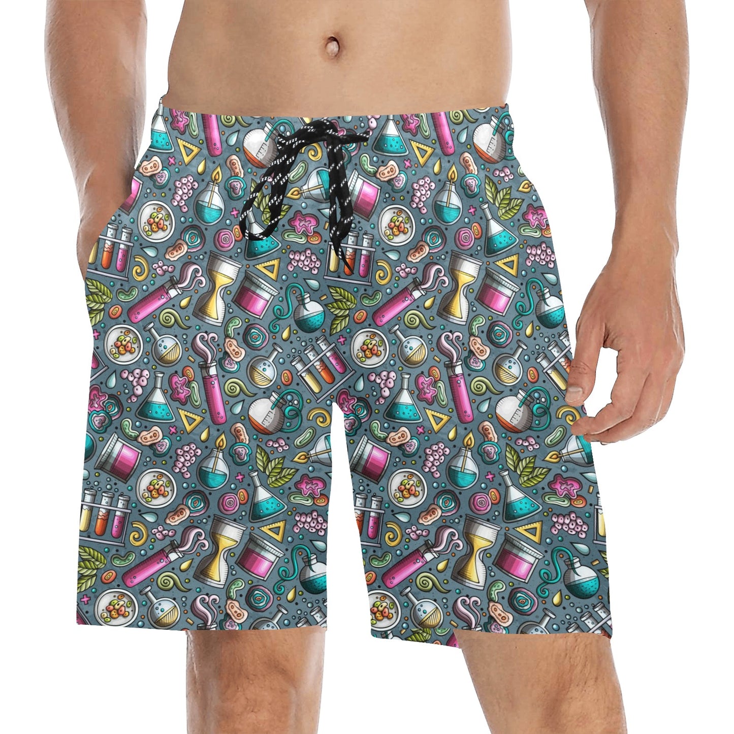 Science Print Design LKS304 Men's Swim Trunks Beach Shorts