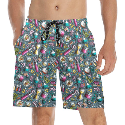 Science Print Design LKS304 Men's Swim Trunks Beach Shorts