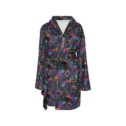 Gecko Rainbow Pattern Print Design 03 Women's Fleece Robe