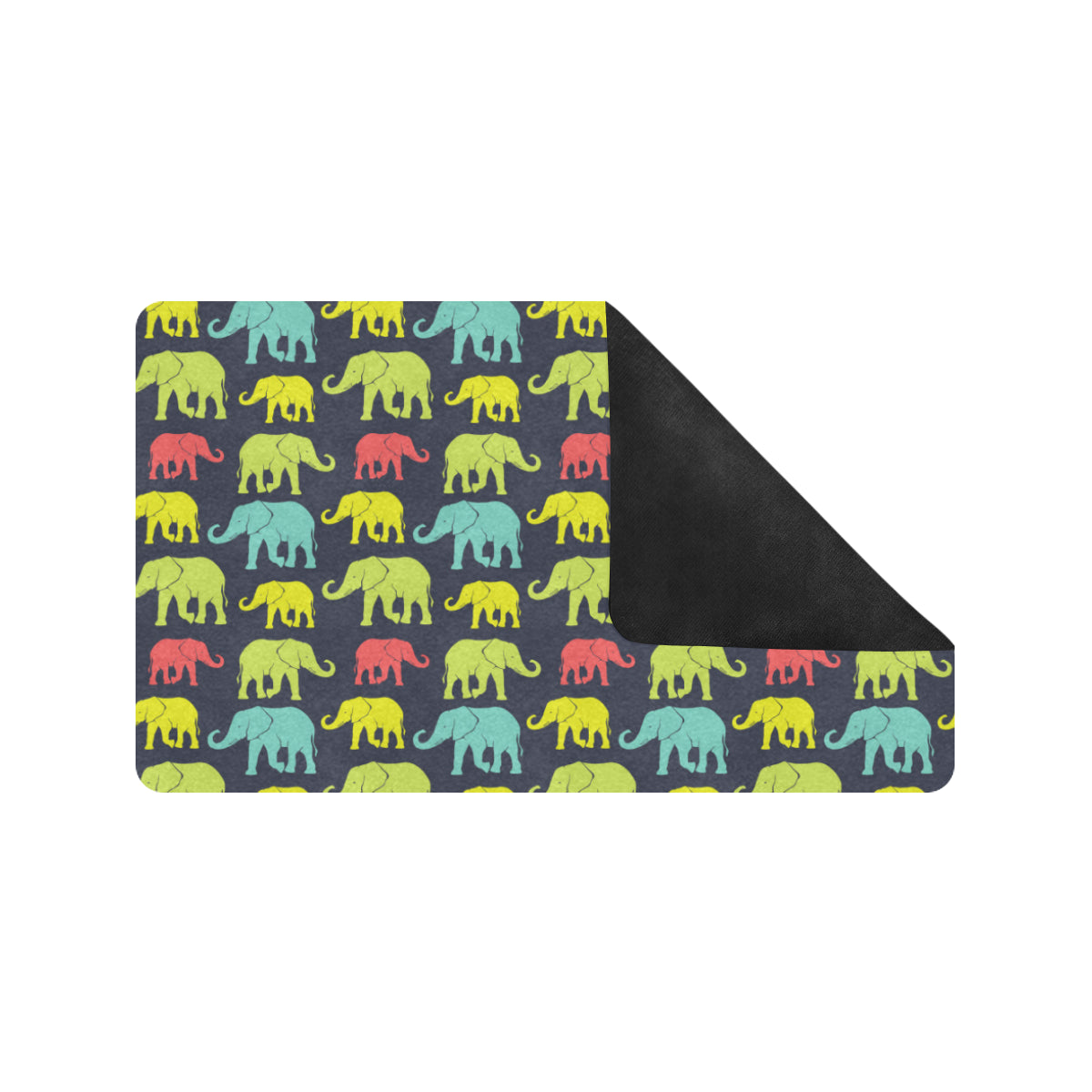 Elephant Neon Color Print Pattern Rubber Doormat
