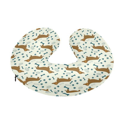 Dachshund Pattern Print Design 01 U-Shaped Travel Neck Pillow