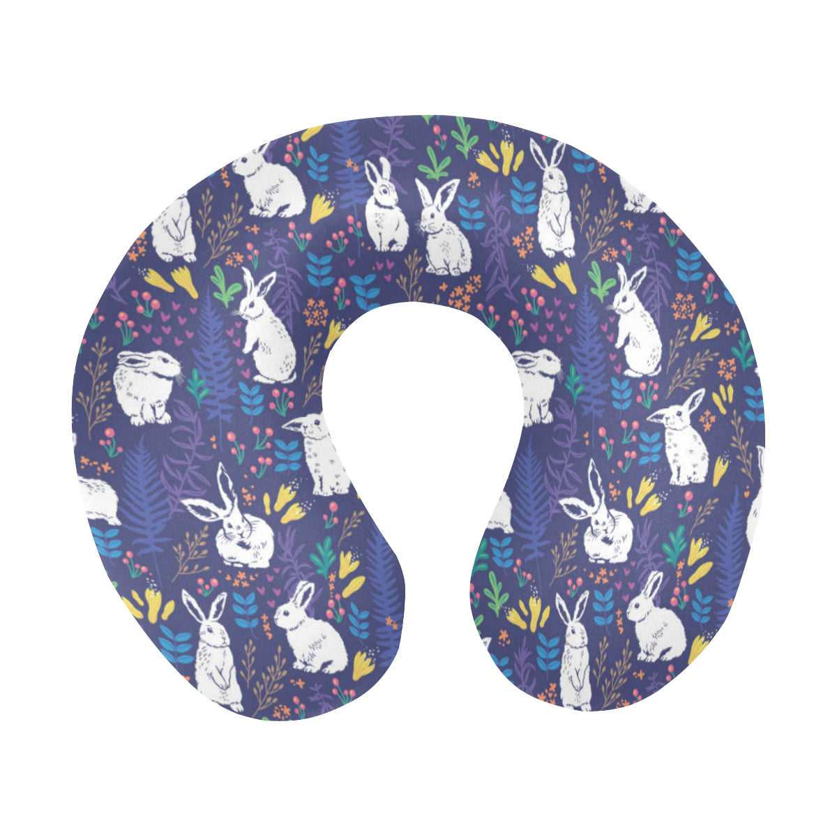 Bunny Pattern Print Design 01 U-Shaped Travel Neck Pillow